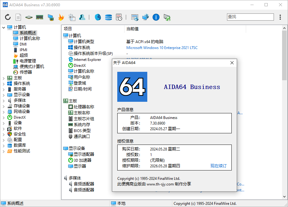 AIDA64 系统检测 7.30.6900 单文件便携商业版