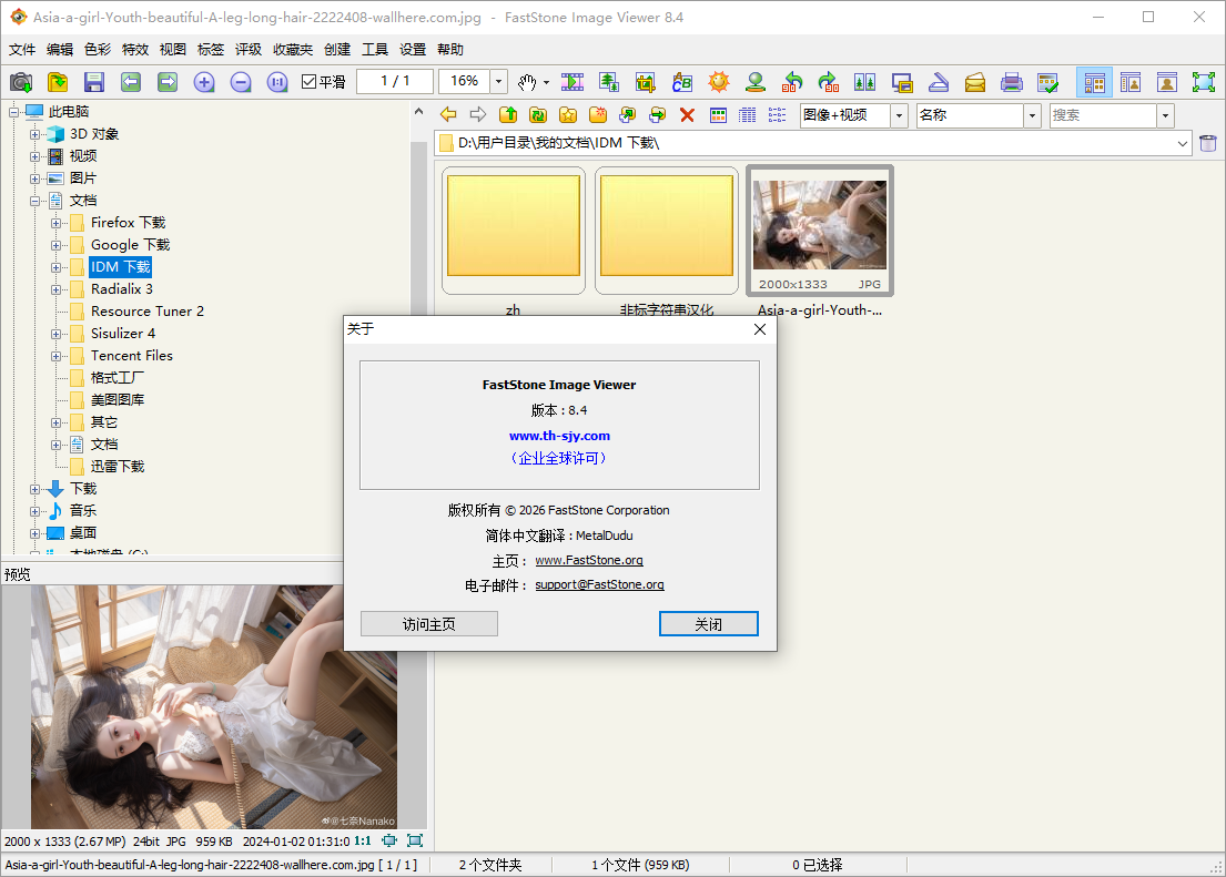 图像浏览编辑器(FastStone Image Viewer)8.4中文绿色便携企业版