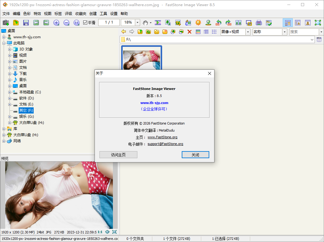 图像浏览编辑器(FastStone Image Viewer)8.5中文绿色便携企业版